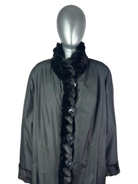 Ranch MINK Lined Raincoat, Reversible to TAFFETTA, Plus Size 4XL, Certified VTG
